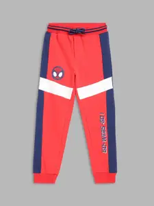 Blue Giraffe Boys Red & Blue Printed Pure Cotton Straight-Fit Joggers