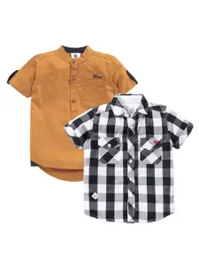 TONYBOY Boys Yellow & Black Premium Casual Shirt Pack Of 2