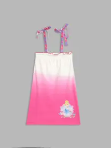Blue Giraffe Girls Pink & White Colourblocked A-Line Dress