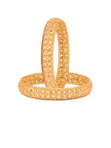 Shining Jewel - By Shivansh Set Of 2 Gold-Plated Bangles