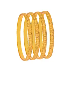 Shining Jewel - By Shivansh Gold-Toned Set Of 4 Gold-Plated Bangles