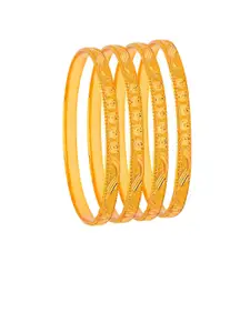 Shining Jewel - By Shivansh Set of 4 Gold-Plated Traditional Designer Bangles