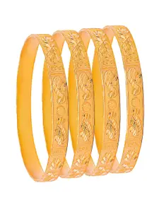 Shining Jewel - By Shivansh Set Of 4 Gold-Plated Bangles