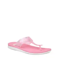Bata Women Pink & Silver-Toned Thong Flip-Flops