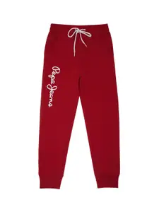 Pepe Jeans Boys Red Solid Pure Cotton Joggers
