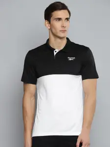 Reebok Men Black & White Colourblocked Speedwick Training Prime Polo T-shirt