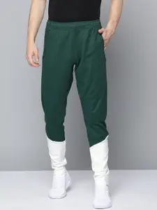 Reebok Men Green And White Colourblocked Knitted Training Track Pants