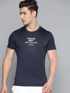 Reebok Men Navy Blue Prime Brand Logo Print  Sustainable Speedwick Training T-shirt