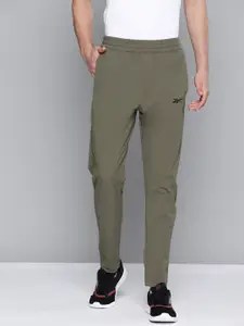 Reebok Men Olive Green Solid Training Track Pants