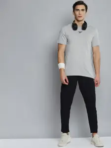 Reebok Men Grey Melange Pure Cotton Slim Fit Training T-shirt