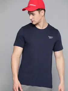 Reebok Men Navy Blue Classic Pure Cotton Solid Training T-Shirt