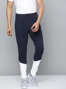 Reebok Men Navy Blue And White Colourblocked Knitted Training Track Pants