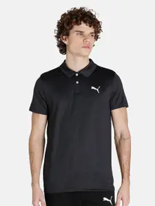 Puma Men Black Polo Collar T-shirt