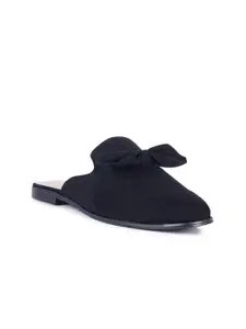 London Rag Women Black Mules with Bows Flats
