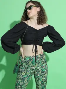 Tokyo Talkies Women Stylish Black Solid Top