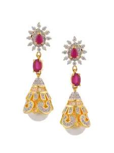 Tistabene Gold-Plated & Pink Contemporary Drop Earrings