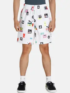 Puma Men White Brand Love Printed Sustainable Regular Fit Shorts