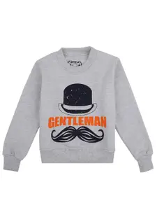 DYCA Boys Grey & Black Printed Cotton Sweatshirt