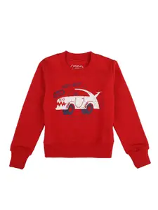 DYCA Boys Red Printed Sweatshirt