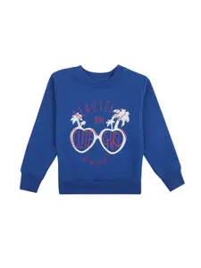 DYCA Girls Blue Printed Sweatshirt