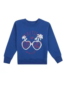 DYCA Girls Blue Cotton Printed Sweatshirt