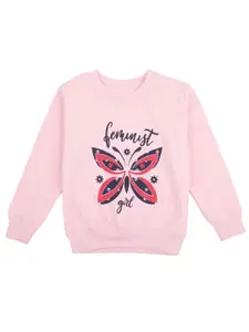DYCA Girls Pink Printed Sweatshirt