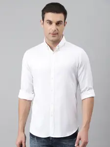Dennis Lingo Men White Comfort Slim Fit Casual Shirt