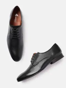 GABICCI Men Black Solid Leather Formal Derbys