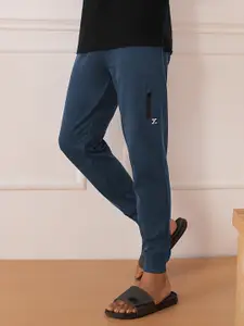 XYXX Men Blue Solid Cotton Antimicrobial Regular Fit Joggers