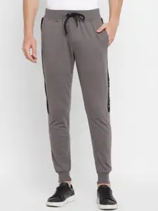 Alan Jones Men Grey Solid Slim-Fit Joggers