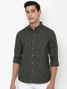FOREVER 21 Men Olive Green Pure Cotton Printed Casual Shirt