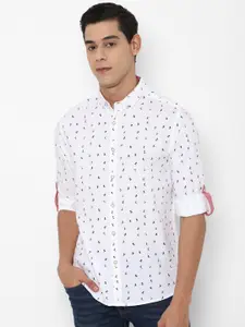 FOREVER 21 Men White Regular Fit Printed Cotton Casual Shirt