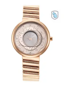 Titan Women Rose Gold-Toned Mother of Pearl Dial Bracelet Style Straps Analogue Watch
