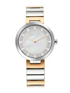 Titan Women White Embellished Dial & Multicoloured Stainless Steel Bracelet Style Straps Analogue Watch