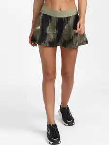 ADIDAS Women Green & Black Printed Mini Skorts Skirt