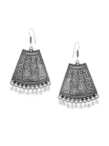 Tistabene White Oxidized Silver-Plated Contemporary Drop Earrings