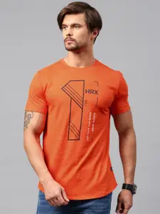 HRX by Hrithik Roshan Men Orange Printed T-shirt