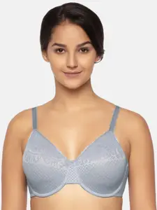 Wacoal Women Grey Underwired Non Padded Cut & Sew Rapid Dry Lace Bra