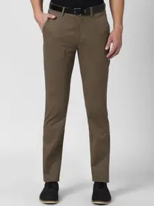 Peter England Casuals Men Brown Slim Fit Formal Trousers