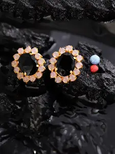 XAGO Women Black & Pink Contemporary Studs Earrings