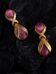 XAGO Women Pink & Gold-Toned Contemporary Drop Earrings