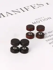 Yellow Chimes Set Of 2 Black & Brown Quirky Studs Earrings