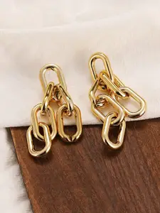 Yellow Chimes Woman Gold plated Chain-Link Dangler Earrings