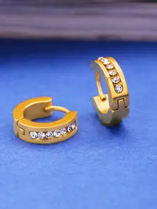 Yellow Chimes Gold-Toned Crystal Studded Hoop Earrings