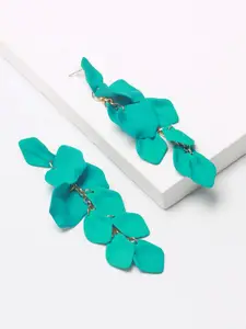 Yellow Chimes Teal Blue Flower Petals Design Danglers