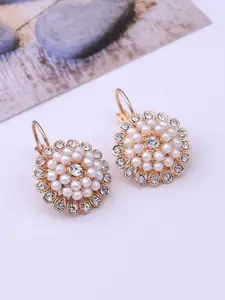 Yellow Chimes Rose Gold-Plated Floral Drop Earrings
