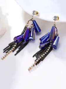 Yellow Chimes Violet Tassel Dangler Earrings