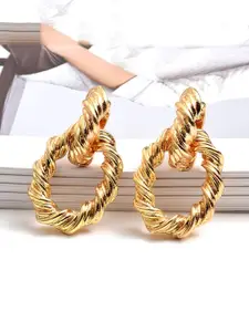 Yellow Chimes Gold-Plated Geometric Drop Earrings