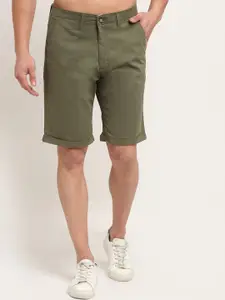 Cantabil Men Olive Green Cotton Regular Shorts
