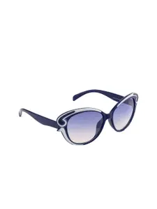 Ted Smith Women Blue Lens & Blue Square Sunglasses with UV Protected Lens